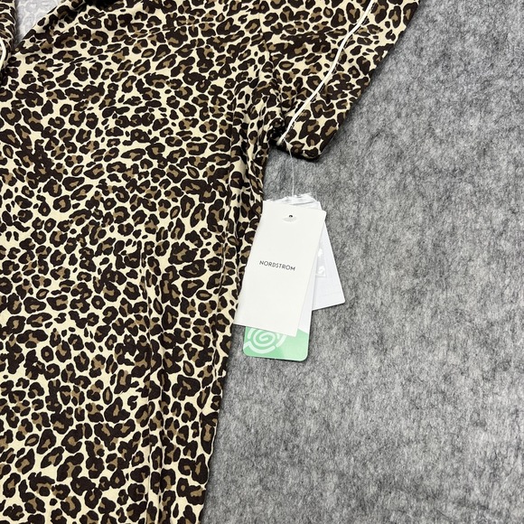 Nordstrom Pajama Set Womens S Beige Leopard Spots Tencel Modal Shorts Relaxed - Picture 5 of 16